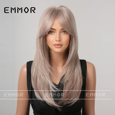 Women Fashion Gradient Long Curly Hair Wig High Temperature Wire