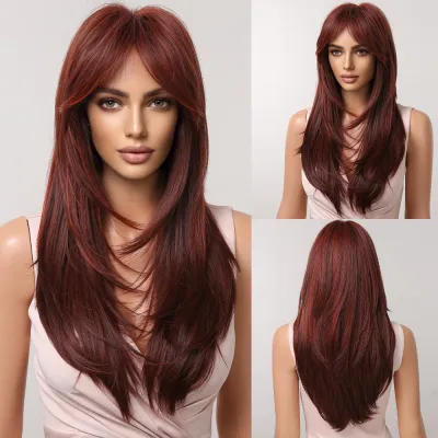 Women Fashion Gradient Long Curly Hair Wig High Temperature Wire