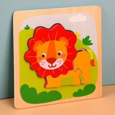 Children Cartoon Wooden 3D Three-Dimensional Animal Pattern Puzzle Toy