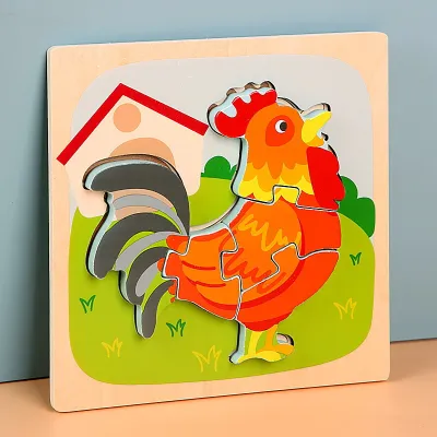 Children Cartoon Wooden 3D Three-Dimensional Animal Pattern Puzzle Toy