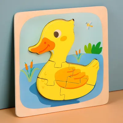 Children Cartoon Wooden 3D Three-Dimensional Animal Pattern Puzzle Toy