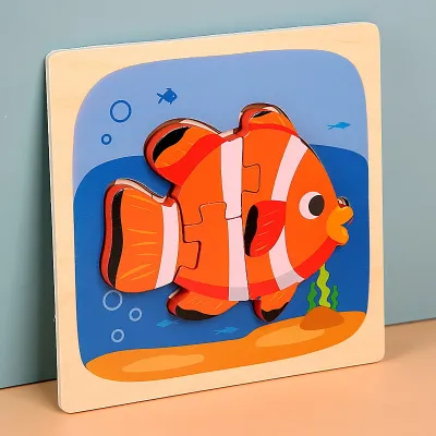 Children Cartoon Wooden 3D Three-Dimensional Animal Pattern Puzzle Toy