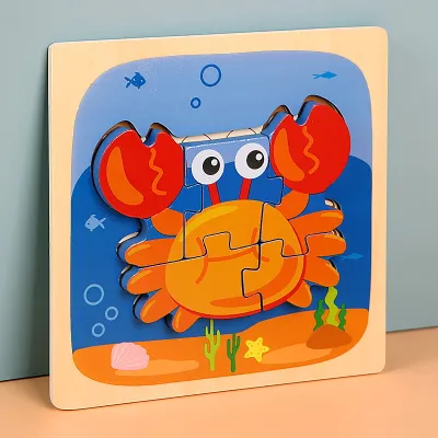 Children Cartoon Wooden 3D Three-Dimensional Animal Pattern Puzzle Toy