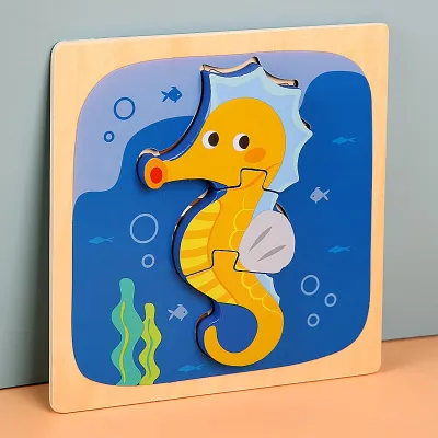 Children Cartoon Wooden 3D Three-Dimensional Animal Pattern Puzzle Toy