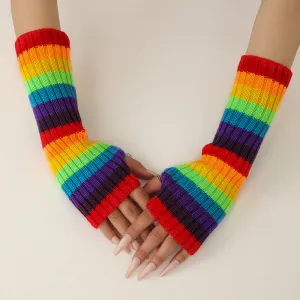Autumn Winter Women Fashion Warm Striped Gloves