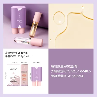 Derol Women Double Tube Day And Night Ginger Mint Essence Huazi Moisturizing Lip Lotion