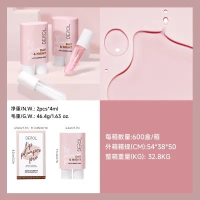 Derol Women Double Tube Day And Night Ginger Mint Essence Huazi Moisturizing Lip Lotion