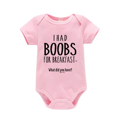 Kids Baby Boys Girls Casual Party Cute Letter Round Neck Short Sleeve Romper 100% Cotton