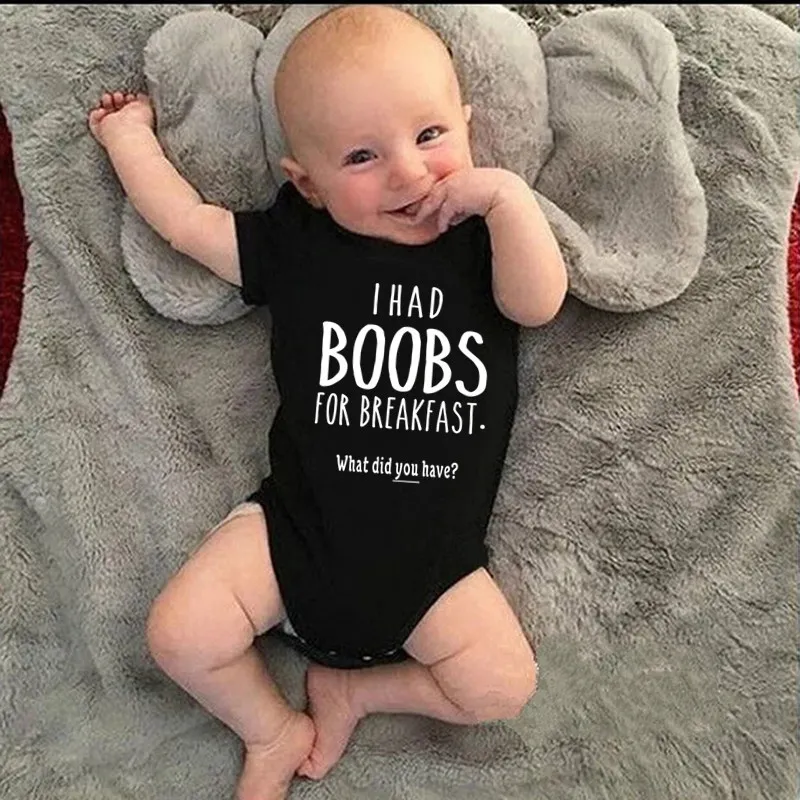 Kids Baby Boys Girls Casual Party Cute Letter Round Neck Short Sleeve Romper 100% Cotton