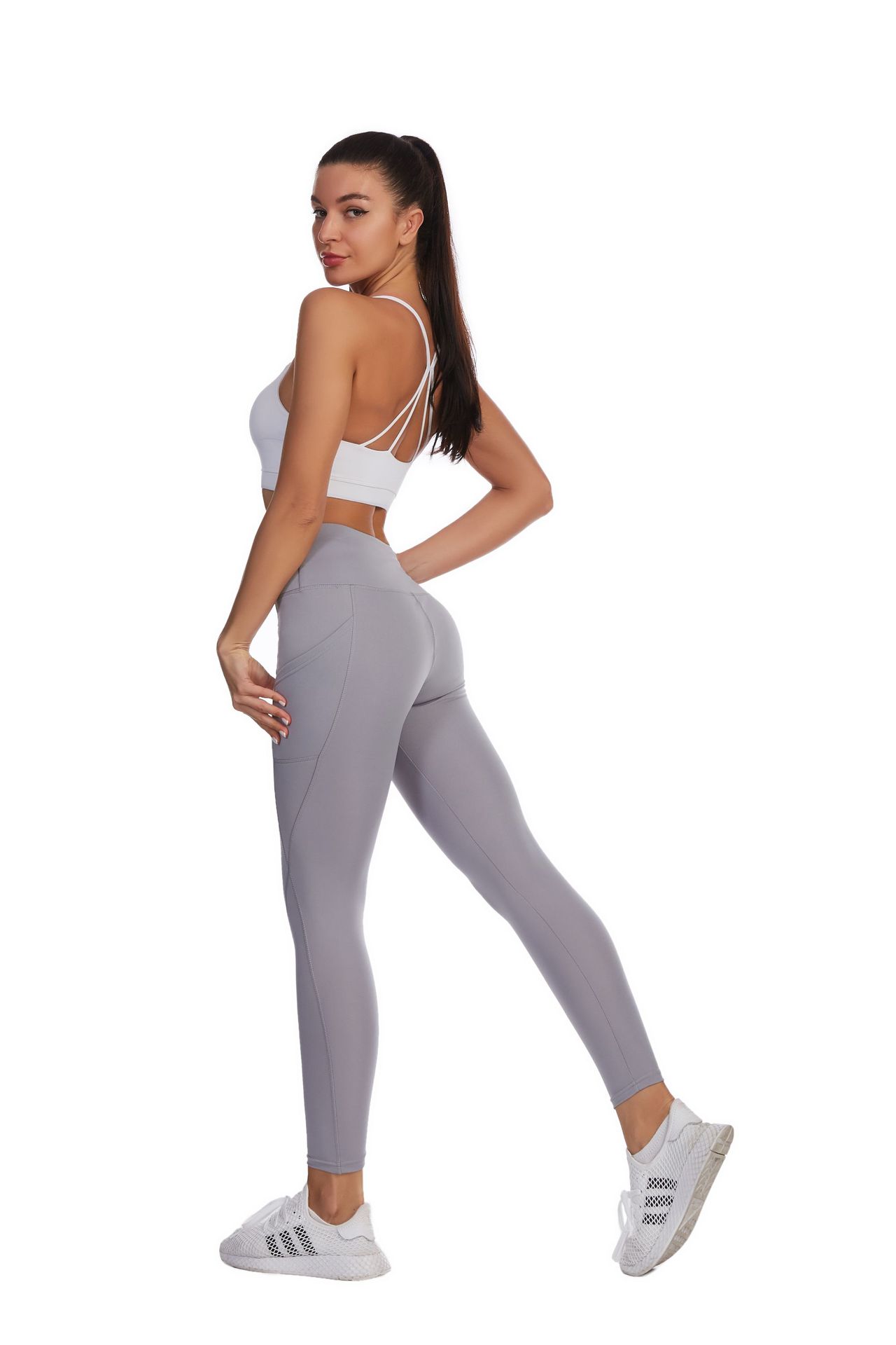 Wholesale Women Fashion Slim Fit Side Pocket High Waist Hip Sports Base Yoga  Pants