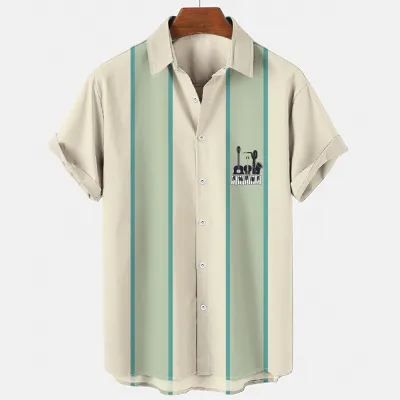 Men Summer Fashion Casual Striped Lapel Short Sleeve Plus Size Shirt