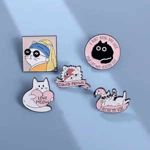 Women Cartoon Cute Cat Shape Alloy Brooch