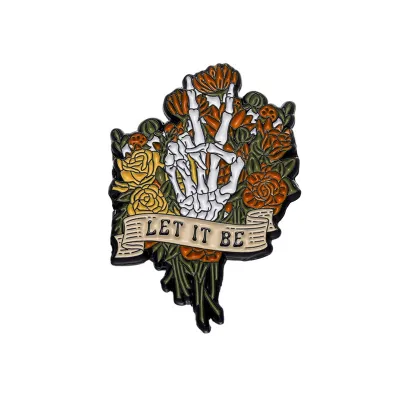 Women Cartoon Cute Floral Skull Letter Alloy Brooch