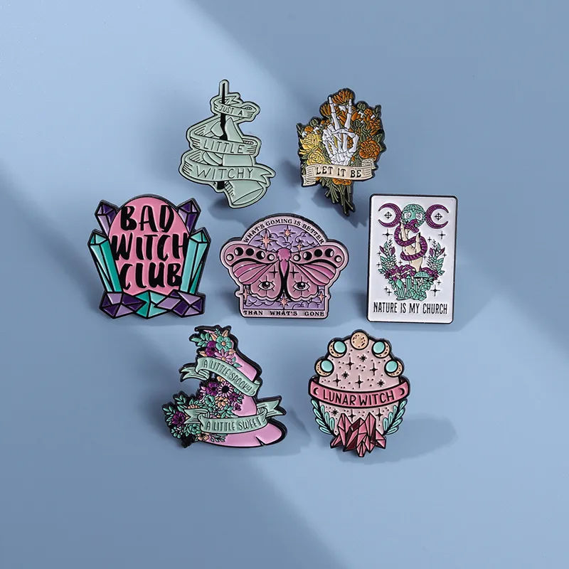 Women Cartoon Cute Floral Skull Letter Alloy Brooch