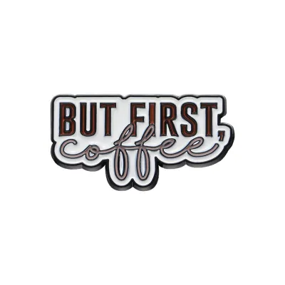 Women Creative Cute Coffee Cup Shape English Letter Alloy Brooch