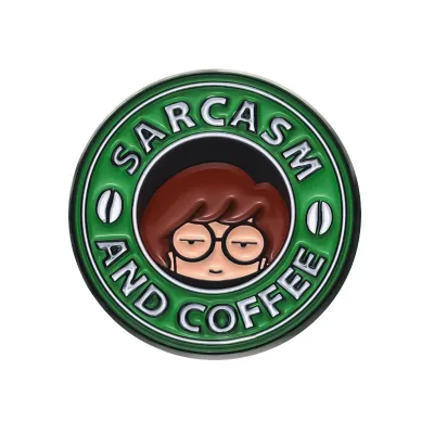 Women Creative Cute Coffee Cup Shape English Letter Alloy Brooch