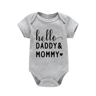 Kids Baby Boys Girls Cute Letter Print Round Neck Short Sleeve Romper