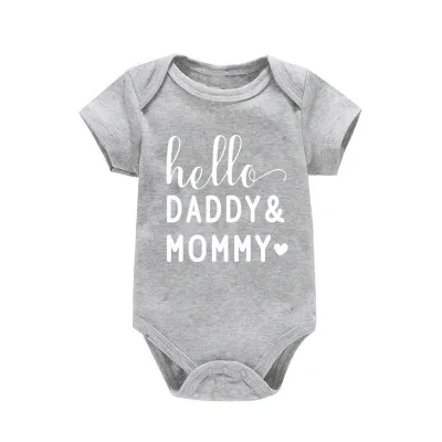 Kids Baby Boys Girls Cute Letter Print Round Neck Short Sleeve Romper