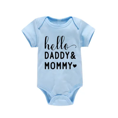 Kids Baby Boys Girls Cute Letter Print Round Neck Short Sleeve Romper