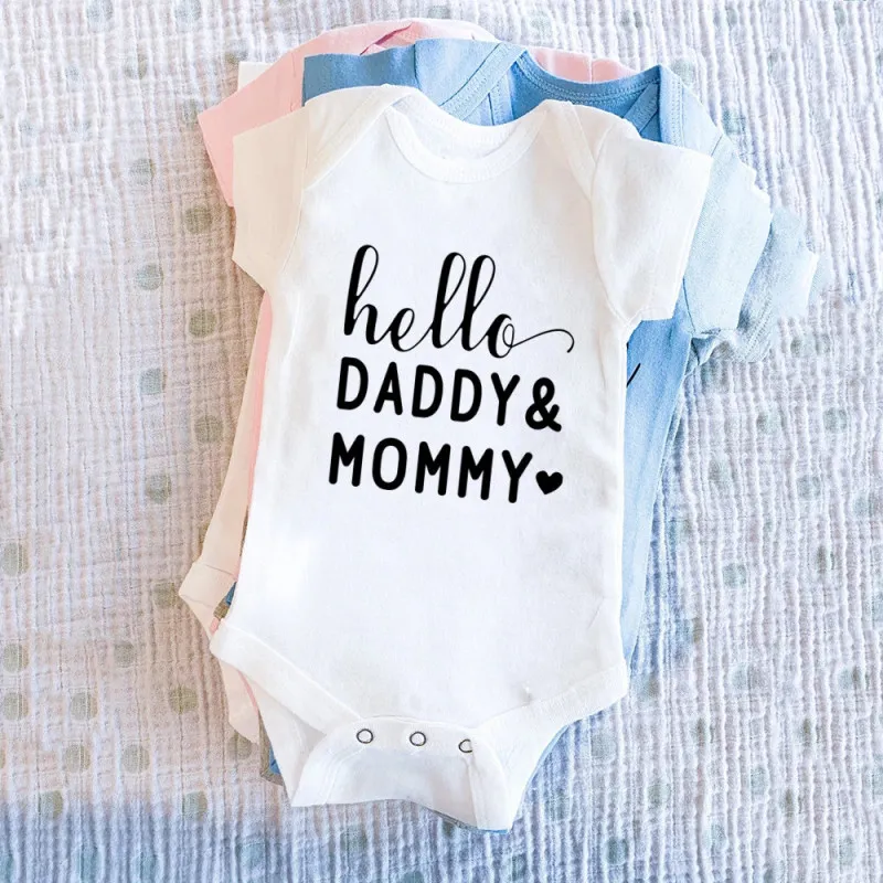 Kids Baby Boys Girls Cute Letter Print Round Neck Short Sleeve Romper