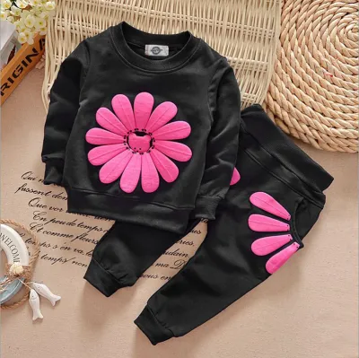 Kids Toddler Girls Spring Autumn Leisure Sports Floral Long Sleeve Sweatshirt Pants Set