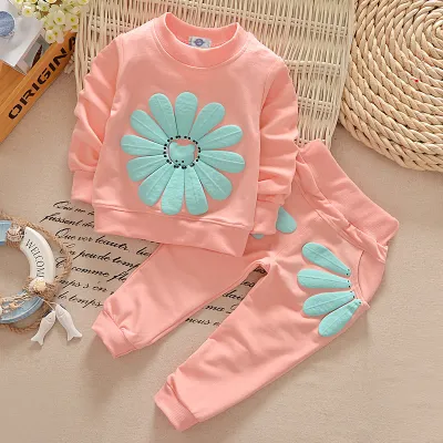 Kids Toddler Girls Spring Autumn Leisure Sports Floral Long Sleeve Sweatshirt Pants Set