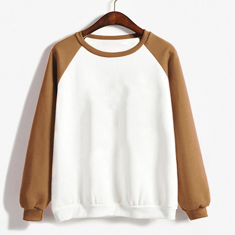 Women's casual fashion round cheap neck colorblock sweatshirt hh005