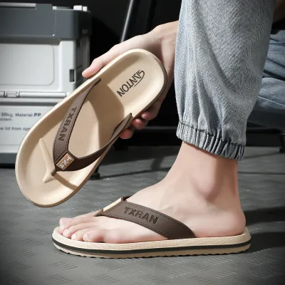 Men Fashion Casual Letter Non-Slip Beach Flip-Flops Slippers