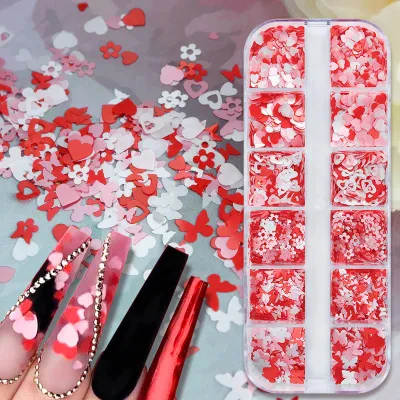 Women Fashion Butterfly Floral Heart Sequins Nail Art Decoration