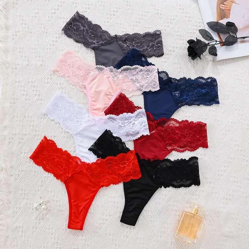 Women Sexy Hollow Lace Panties Mid-Waist