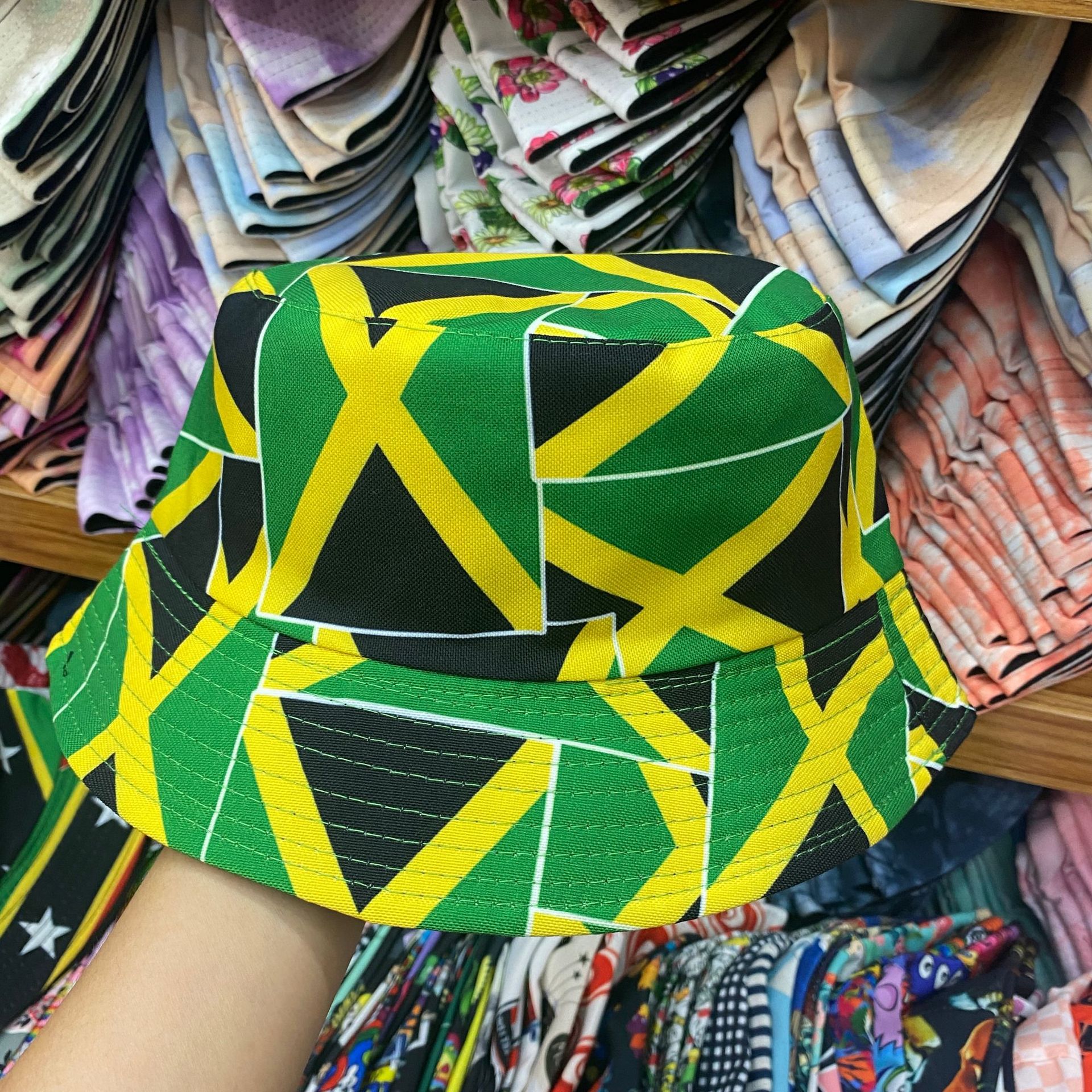 Wholesale Unisex Fashion Flag Print Double Sided Bucket Hats