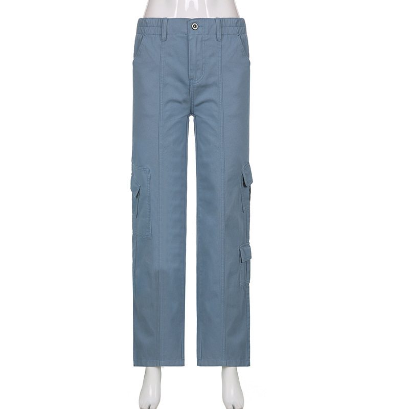 Wholesale Women Fashion Street Casual Solid Color Cargo Pants