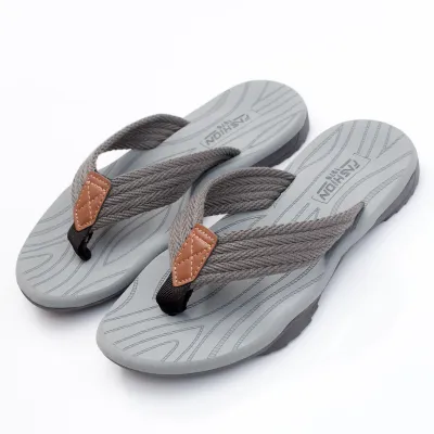 Men Fashion Casual Striped Letter Beach Flip Flops Slippers