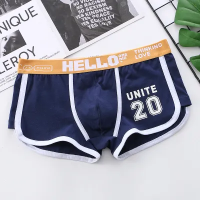 Men Fashion Casual Simple Letter Cotton Mid Waist Boxer Pants