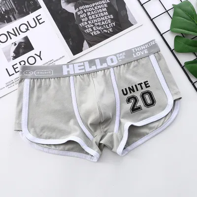 Men Fashion Casual Simple Letter Cotton Mid Waist Boxer Pants