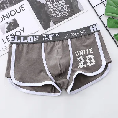 Men Fashion Casual Simple Letter Cotton Mid Waist Boxer Pants