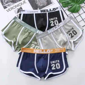 Men Fashion Casual Simple Letter Cotton Mid Waist Boxer Pants