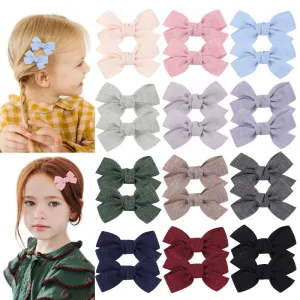 Fashion Kids Girls Cute Solid Color Bow Duckbill Hairpin