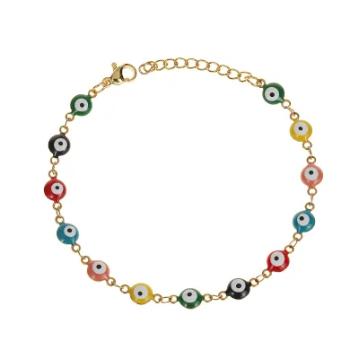 Women Fashion Oil Dropping Devil Eye Stainless Steel Bracelet