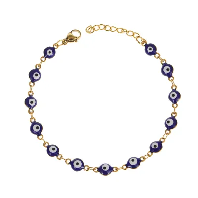 Women Fashion Oil Dropping Devil Eye Stainless Steel Bracelet