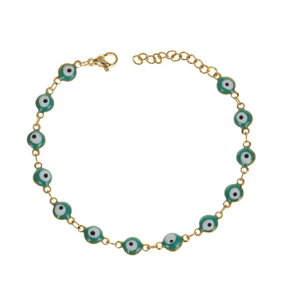 Women Fashion Oil Dropping Devil Eye Stainless Steel Bracelet