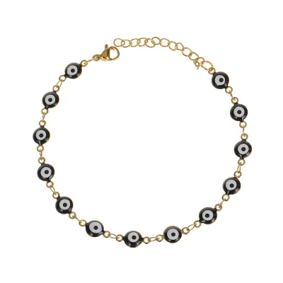 Women Fashion Oil Dropping Devil Eye Stainless Steel Bracelet