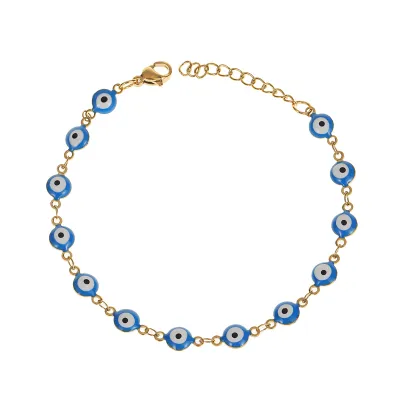 Women Fashion Oil Dropping Devil Eye Stainless Steel Bracelet