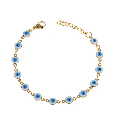 Women Fashion Oil Dropping Devil Eye Stainless Steel Bracelet
