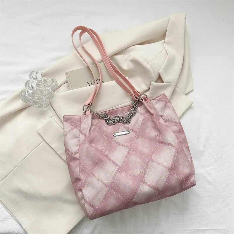 Women's Plaid Pattern Shoulder Tote Bag