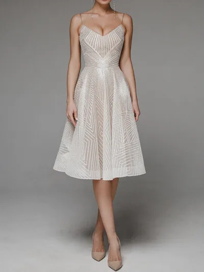 Women Sexy Geometric Line Sling Dinner Dress