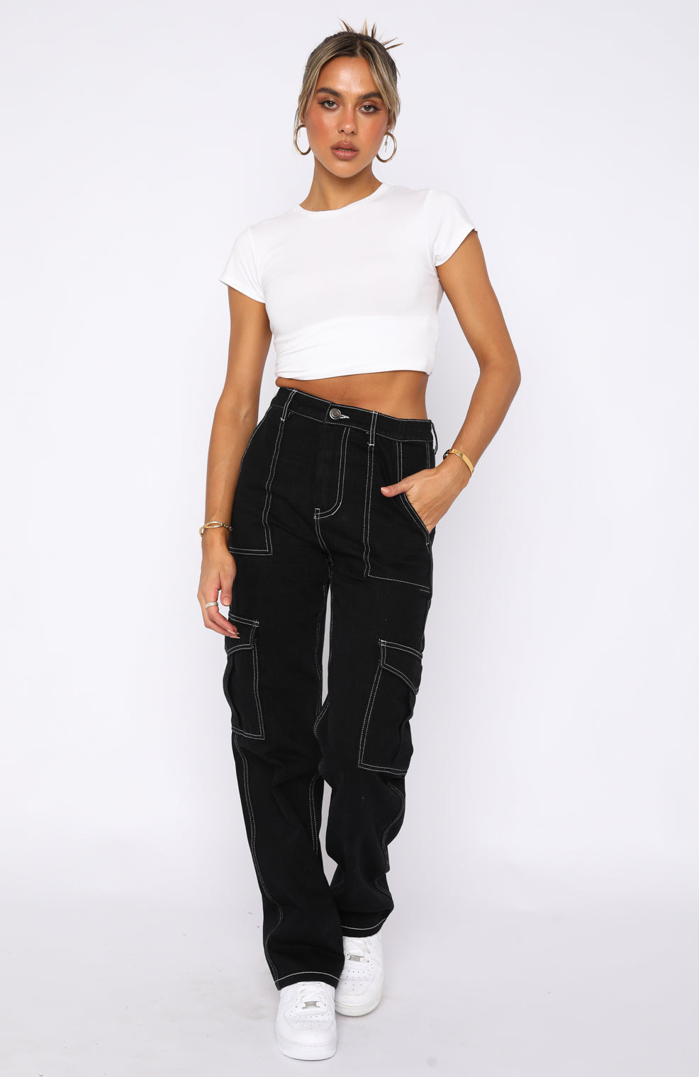 Wholesale Women Fashion Stitching Straight Cargo Pants Wholesale Women Fashion Stitching Straight Cargo Pants