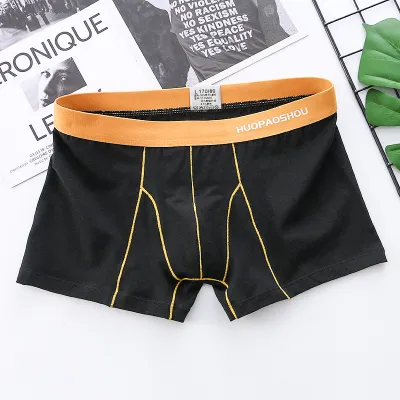 Men Simple Solid Color Cotton Mid Waist Boxer Shorts Underwear