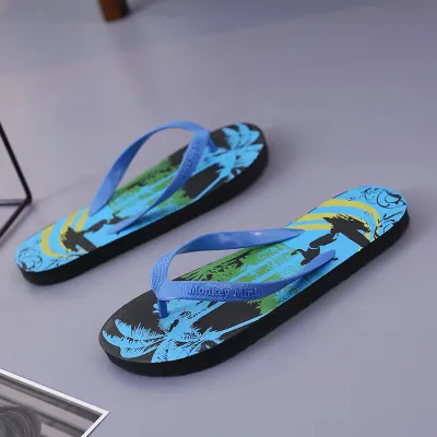Men Fashion Casual Floral Beach Flip-Flops Slippers Open Toe PVC Herringbone