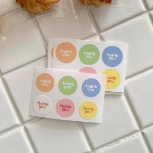Fashion Candy Color Round Thank You Stickers for Sealing Packaging